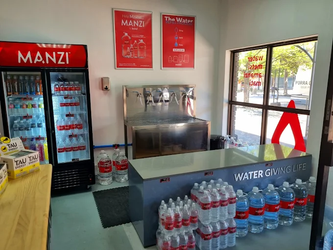 Inside the MANZI Helderberg prepared water refill store