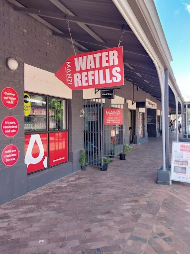 MANZI Water Refills storefront at Oude Huis Centre in Somerset West